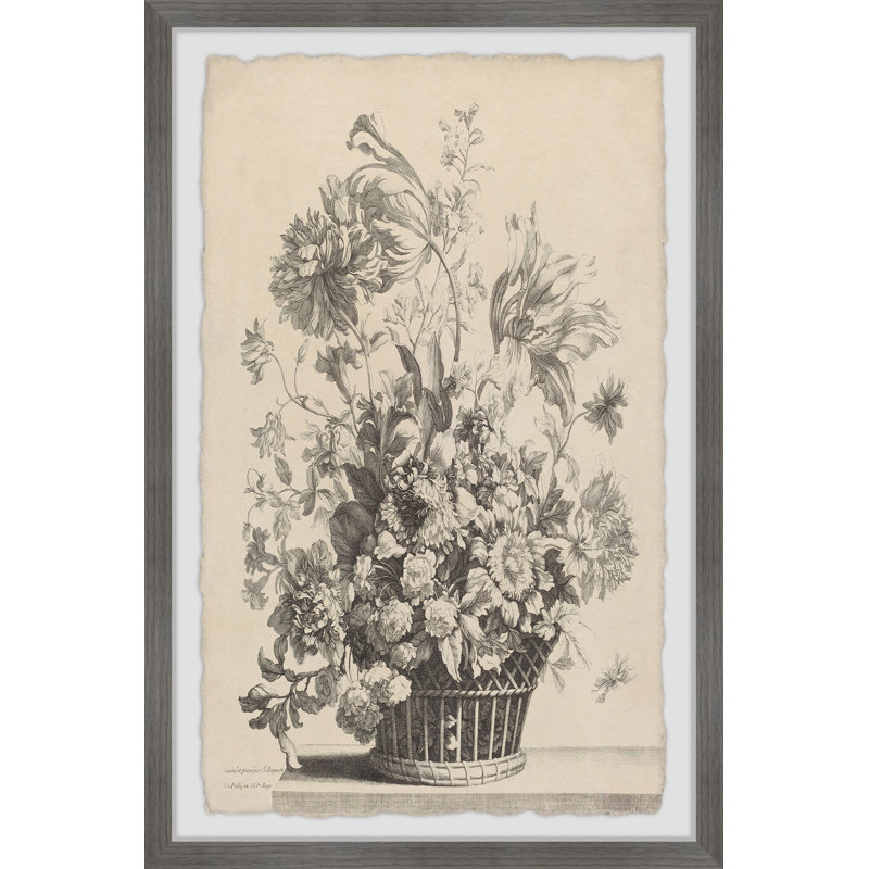 «A Basket of Spring Flowers», reproduction encadrée, H 12 po x l 8 po