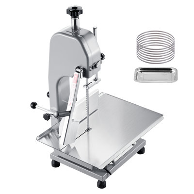 Commercial Electric Meat Bandsaw, 1500W Bone Sawing Machine with 12.4" x 18.1" Workbench, 0-4.3" Cutting Thickness, 7 Extra Replacement Blades, for Cutting Bone, Frozen Meat, Pork, Beef & Ribs