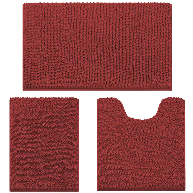 Rigg Chenille Non-Slip Bath Rug, Red