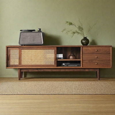 Meuble télé moderne en rotin simple