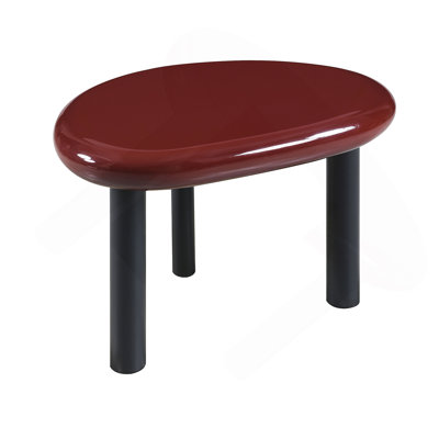 Eddie Red High Gloss End Table With Durable MDF Top And Metal Base, Perfect For Modern Living Spaces.