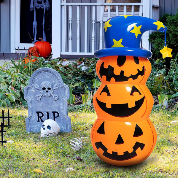 Gemmy Skeleton Pumpkin Push-In Hand Prop, White, 8-in, 2-pk, Indoor/Outdoor  Decoration for Halloween