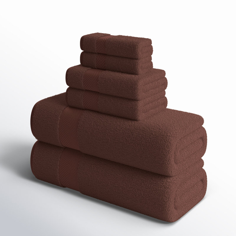 Hamachi Zero Twist Ultra Soft 6 Piece 100% Cotton Towel Set, Espresso