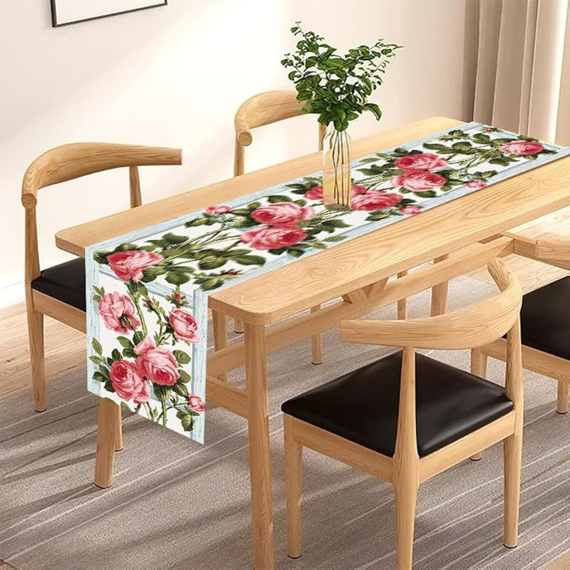 Chemin de table rose et eucalyptus - rose -, décoration de printemps / été