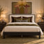 Luca solid wood boucle upholstered headboard bed frame-131499531-131499532