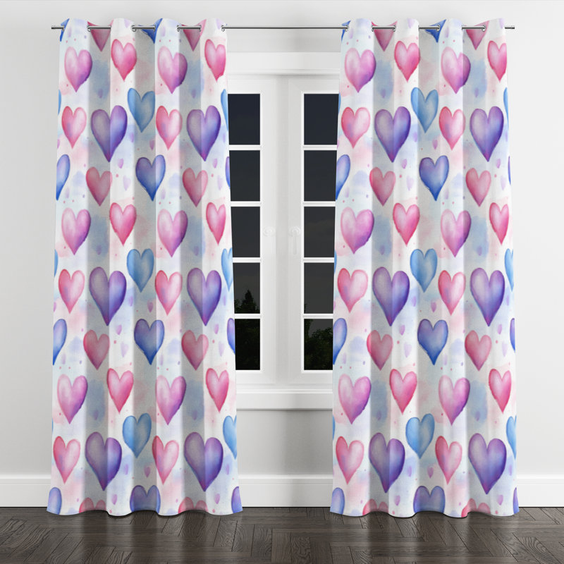 Teens Love Velvet Curtains - Rideau à œillets Ombre Balbona - 1 panneau, L 52 po x L 90 po, Œillets argentés