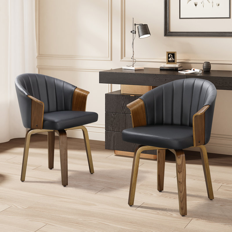 Barrayo 19.49'' H Faux Leather Upholstered Armchair, Black, Dark Brown