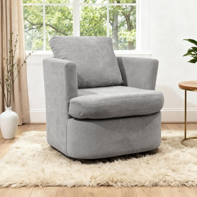 Upholstered Chenille Swivel Armchair