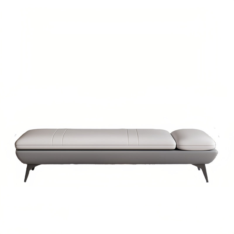 Banc rembourré en cuir de vache Ritvi, Blanc,  H 16,92 po x l 68,89 po x P 19,68 po