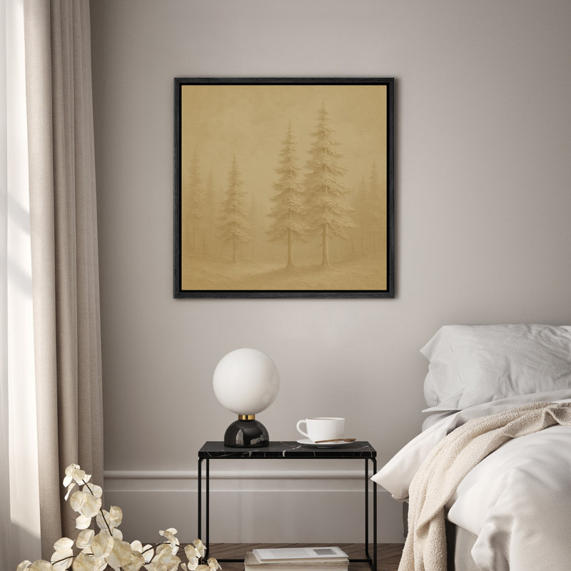Impression sur toile encadrée, paysage de pin sépia, 24 po x 24 po, H 24 po x l 24 po, Noir