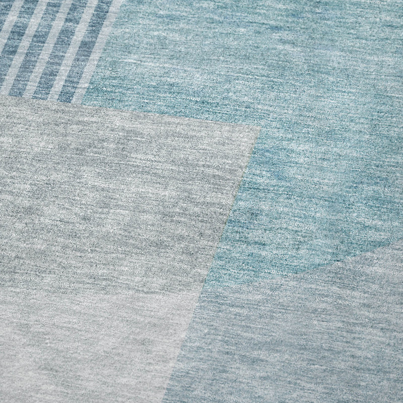 Jeté Art déco en sherpa Addison, Bleu sarcelle géométrique 2