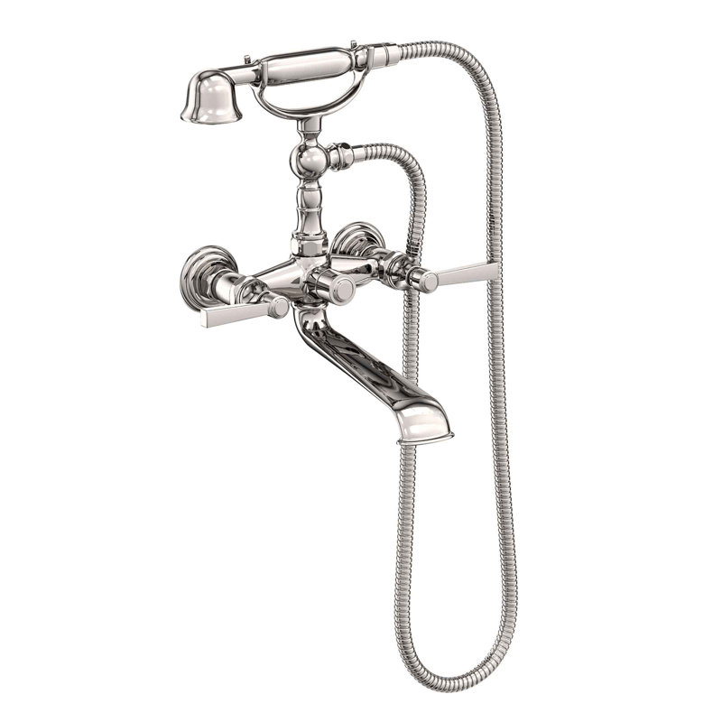 Astor Wall Mount Exposed Tub & Hand Shower Set, Polished Nickel, Lever Handle