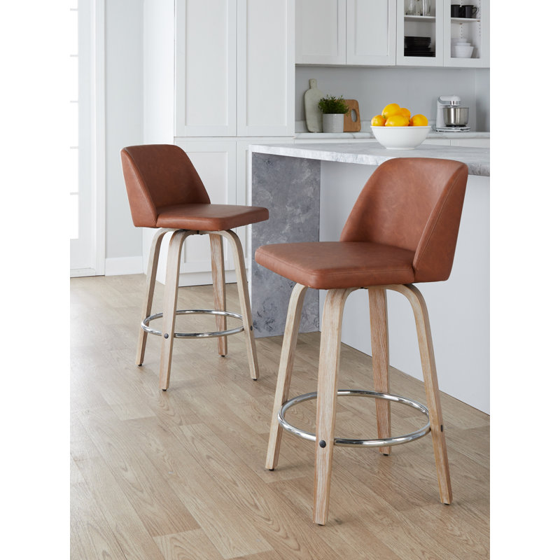 Tabouret de bar Arabelle Mid-Century, Noyer / noir, Gris