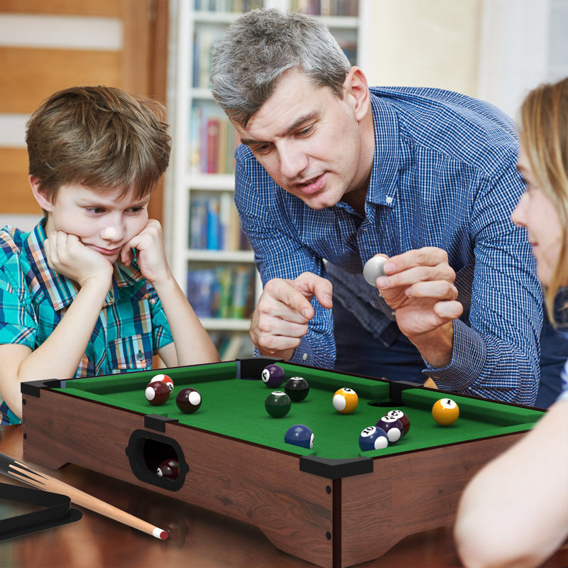 Mini Pool Table - 20-Inch Portable Tabletop Billiards Game With Cue Balls, Sticks, Chalk, Brush, And Triangle Rack - Table Games