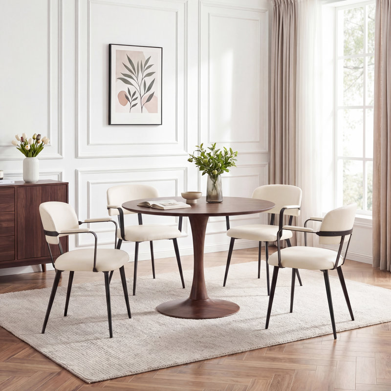 47cm H Upholstered Metal Armchair in Beige