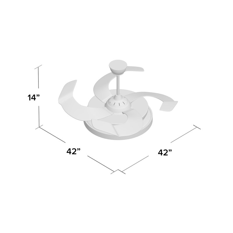 Aadvik 42" Retractable Ceiling Fan with LED Lights and Remote, 6-speed Reversible Fan, Black, Neutral White
