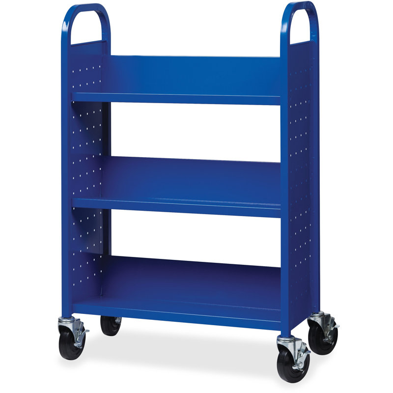 46.25'' H x 38'' W Book Cart with Wheels, 46.3" H x 38" W x 18" D, Blue