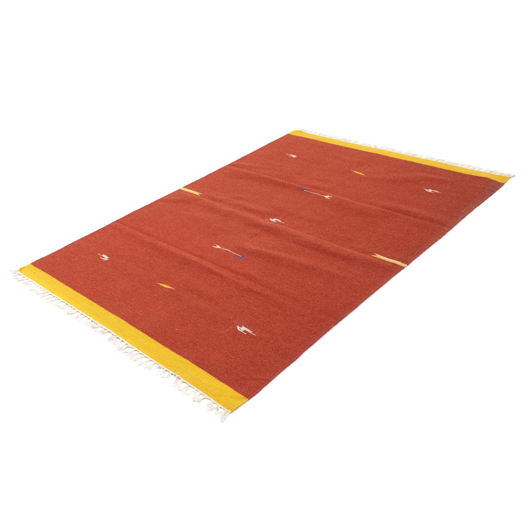 Handmade Kilim Wool Red Indoor/Outdoor Rug