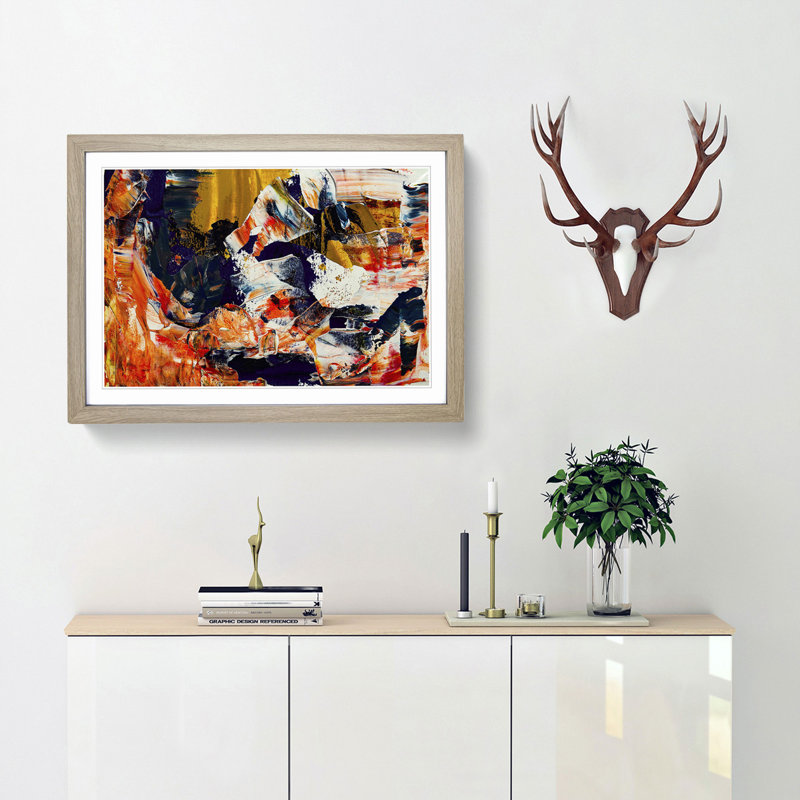 Abstract Art Painting Vol.160 by S.Johnson - Framed Print, 27cm H x 36cm W x 2cm D, Oak Framed