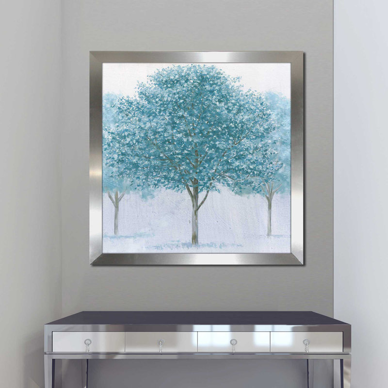 Peaceful Grove - Peinture, H 37,5 po x l 37,5 po x P 1 po, Encadrement argenté