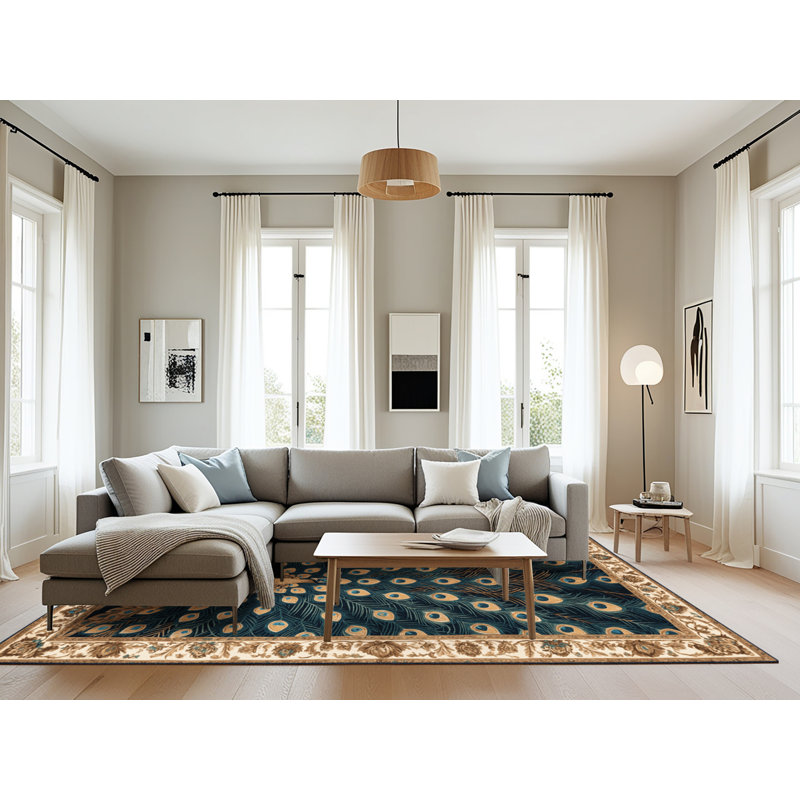 Tapis bleu lavable à la machine, Rectangle 6 pi x 9 pi