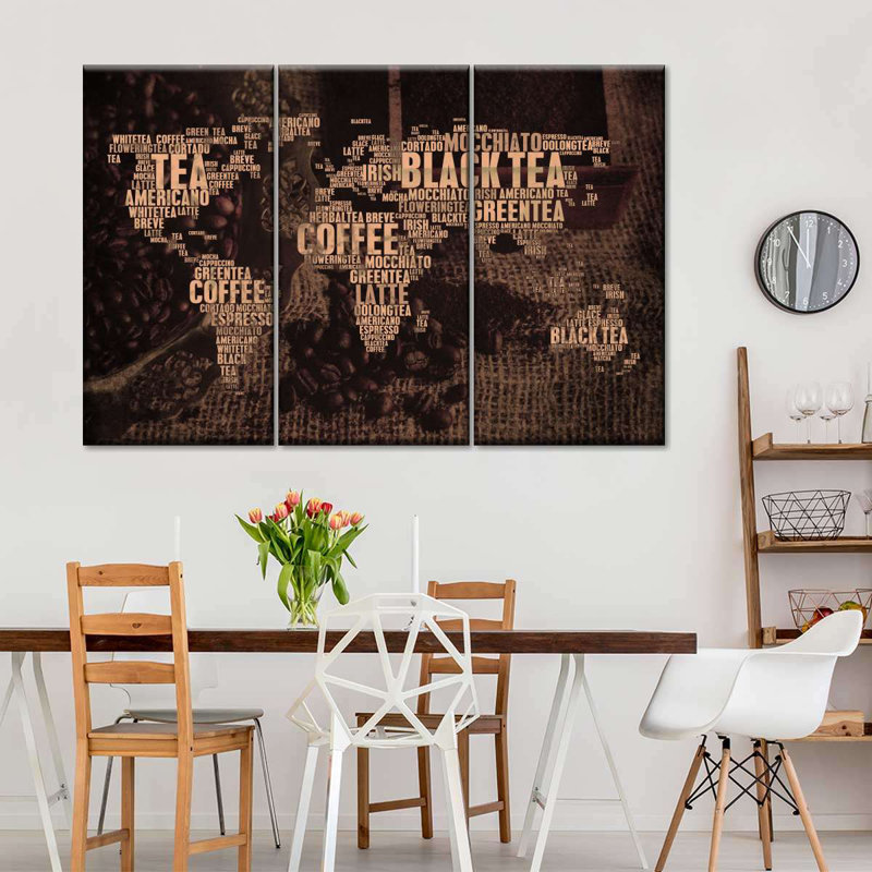 «Tea Coffee World Map», reproduction sur toile, H 20 po x l 33 po x 1,25 po