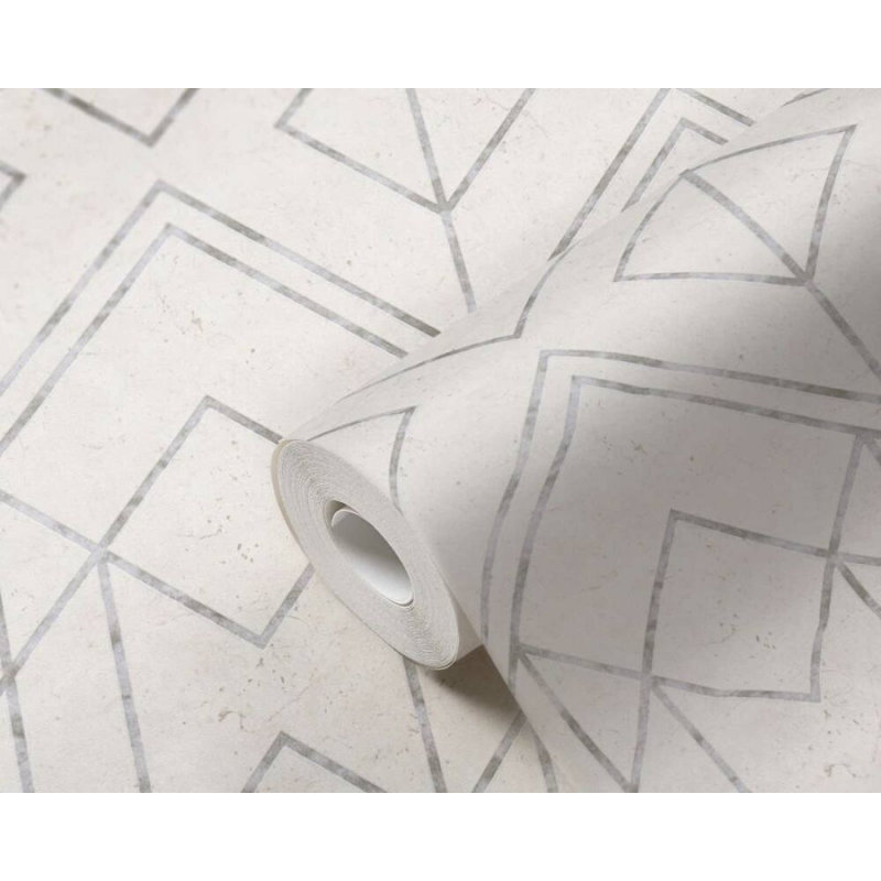 Rouleau de papier peint texturé L 33 pi x l 21 po Abbie-Louise, Gris / métallique / blanc