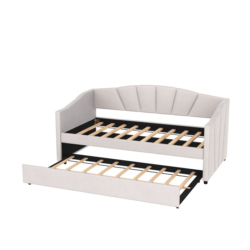 Lit plateforme tapissier Tyrence, Beige
