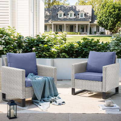 Naresa Wicker Patio Chairs With Olefin Cushions Weather-Resistant