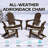 Set of 4 Folding Adirondack Chairs, Wood Texture, Cup Holder, All-Weather HDPE-475730651