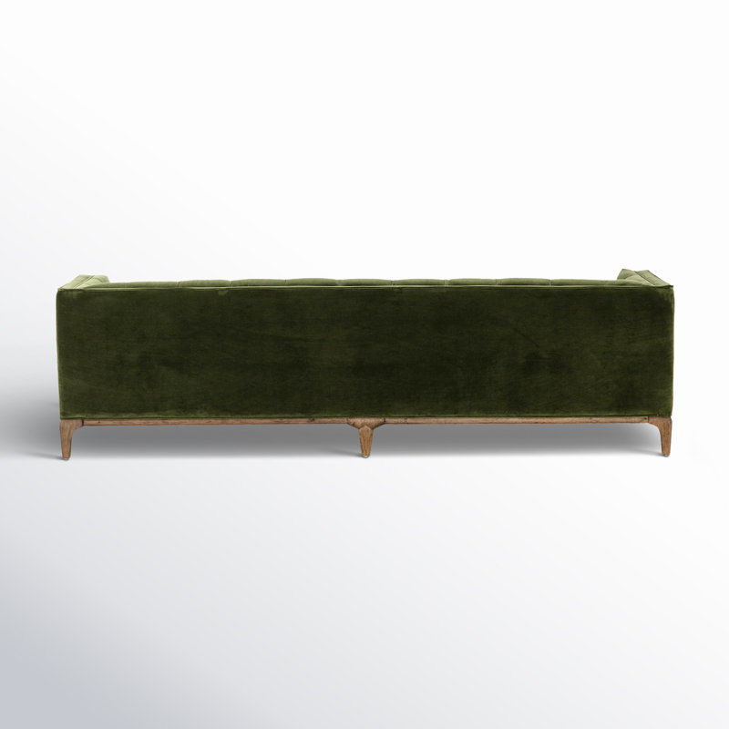 Bari 91'' Tufted Tuxedo Sofa, Sapphire Olive Velvet, Aspen Gray