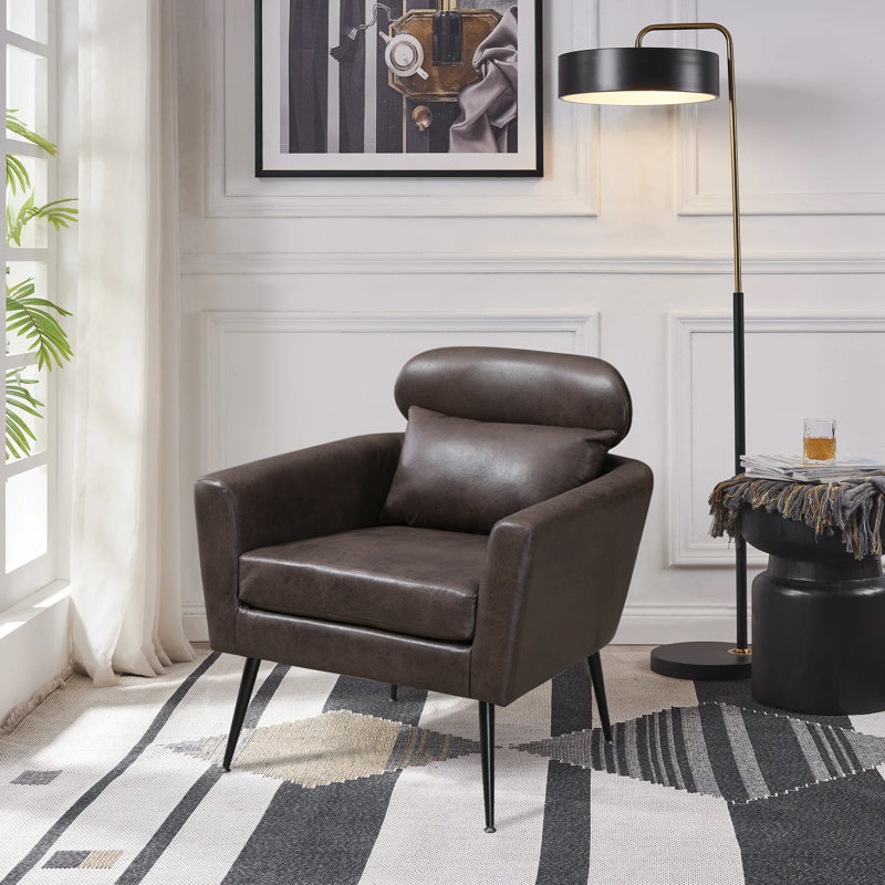 Fauteuil l 29,5 po en polyester, Polyester brun foncé