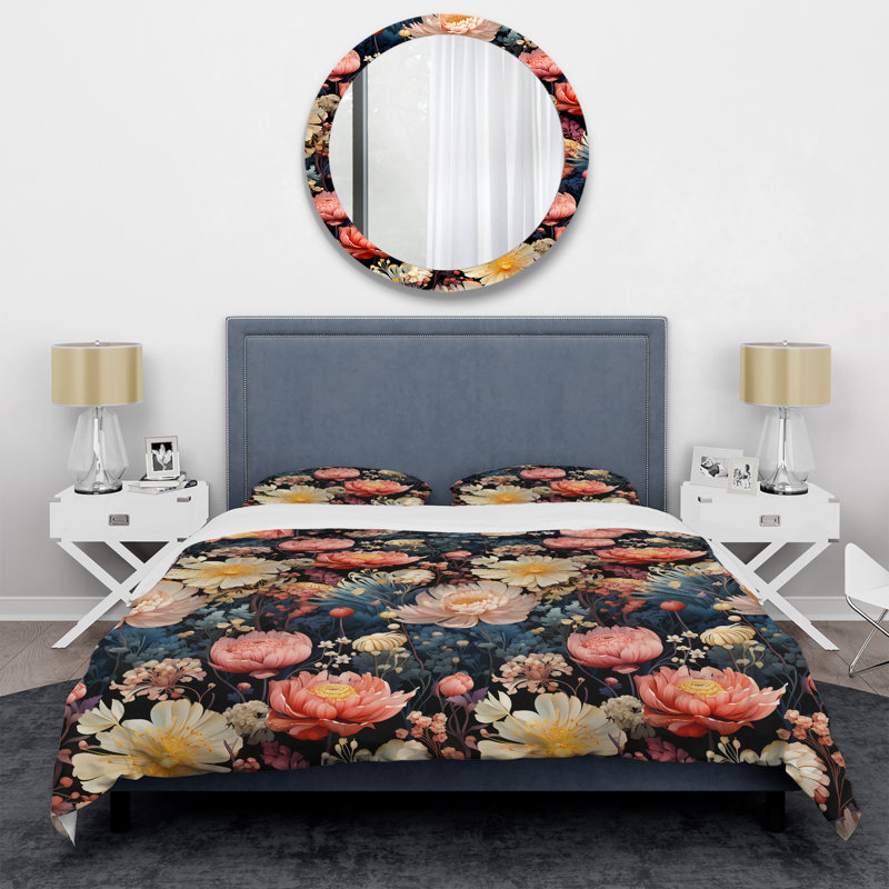 Literie à motif botanique cosmique III, Housse de couette pour très grand lit et 2 très