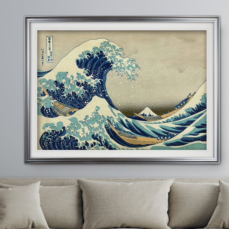 «The Great Wave» par Katsushika Hokusai, reproduction sur toile tendue, H 26 po x l 36 po, Papier dans un cadre photo