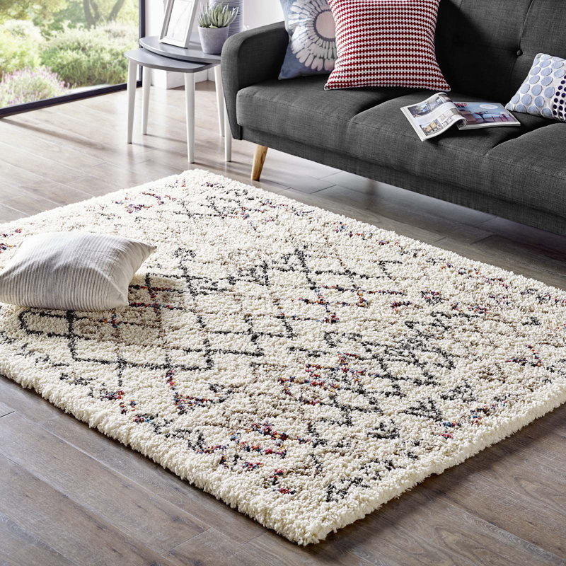 Tapis à poil long Skadi Rainbow Diamond, Rectangle de 5 pi x 8 pi