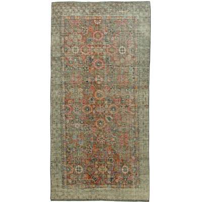Vintage One-of-a-Kind Runner 5'2" X 12' Before 1900 Runner Wool Area Rug in