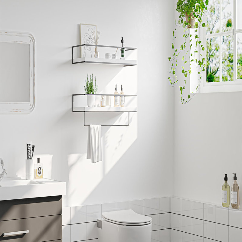 Reyniel Floating Shelf, White/Black