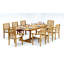 11 Pcs Grade-A Teak Wood Dining Set: 94" Double Extension Mas Rectangle Trestle Leg  Table And 10 Hari Stacking Arm Chairs #11HR2110-983435358