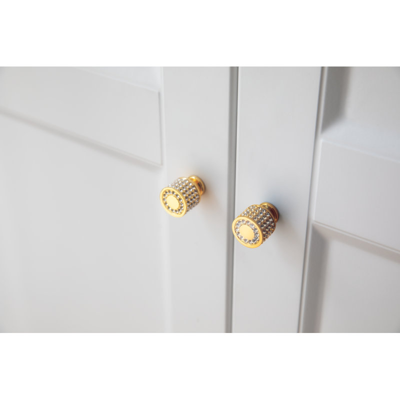 Multipack de boutons cylindriques en cristal, Doré
