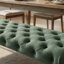Banc Lila, siège en mousse, tissu touffeté vert sarcelle, pieds noirs de 47 po-129099807