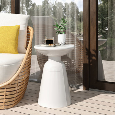 Table d'extérieur en métal - grande structure évasée moderne, fer blanc, 15,44 po x 15,44 po x 20,21 po, sans assemblage, grand, avec motif, blanc, 15 po x 15 po x 20,21 po, requis