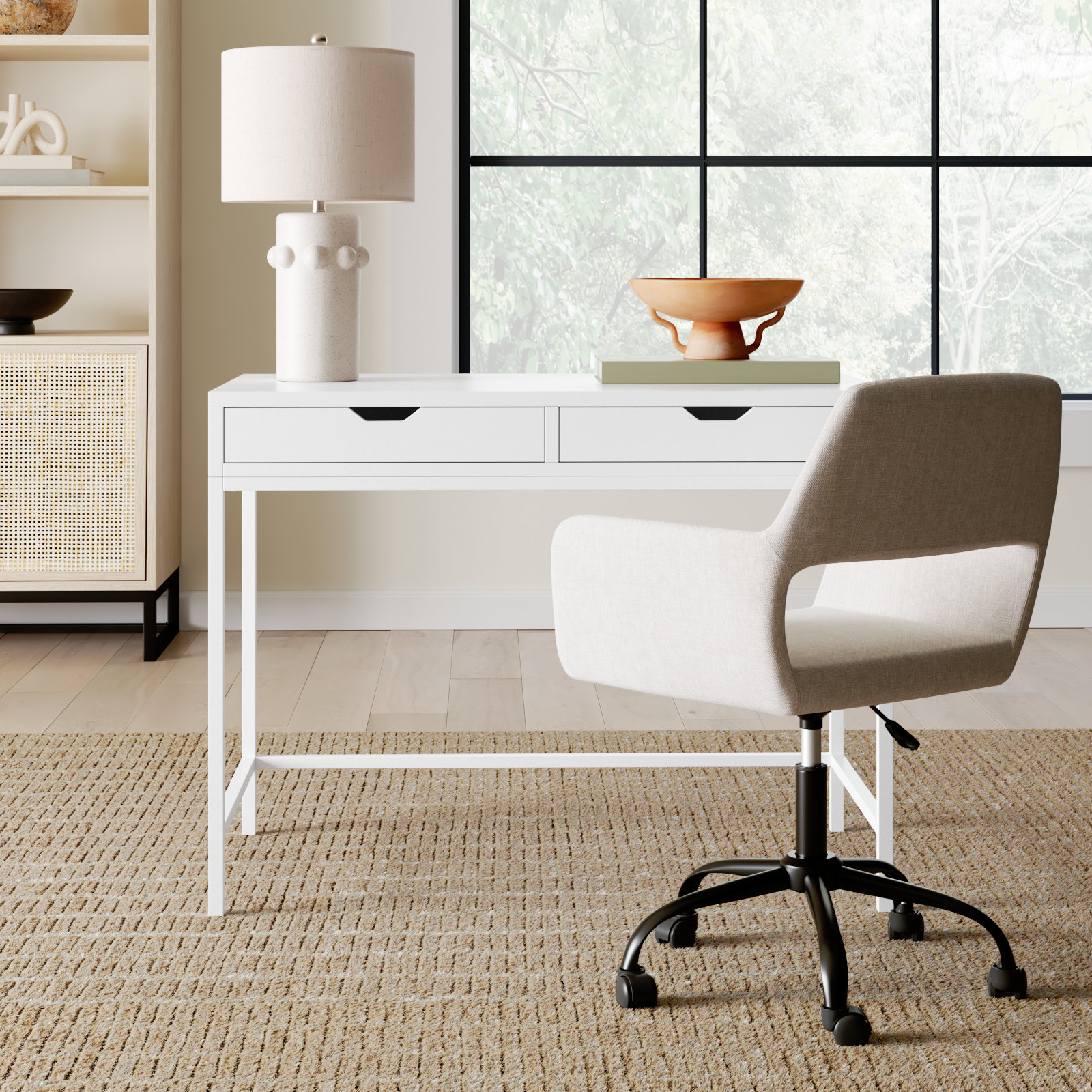 Aerne 40" Mahogany Writing Desk, White