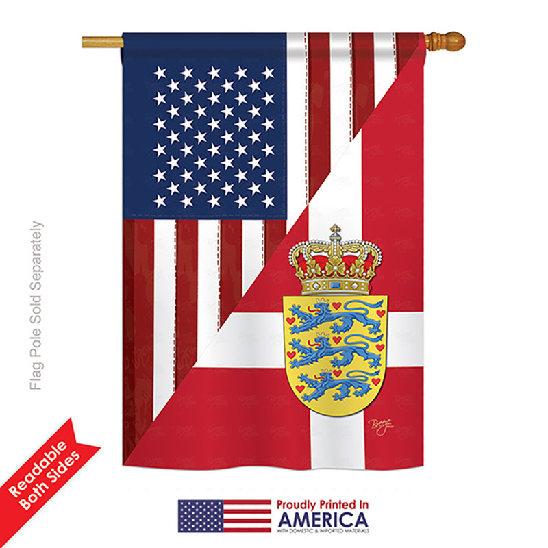 Drapeau de jardin américain et danois en polyester 18 po x 13 po, H 40 po x l 28 po