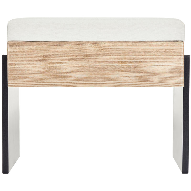 Tessa 22" Chenille Upholstered Accent Bench with Foam Padding, Ivory, Ivory