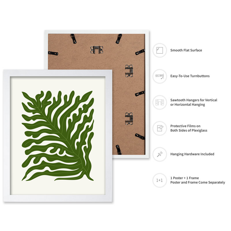 Vert floral, Affiche, H 24 po x l 32 po, Encadrement blanc
