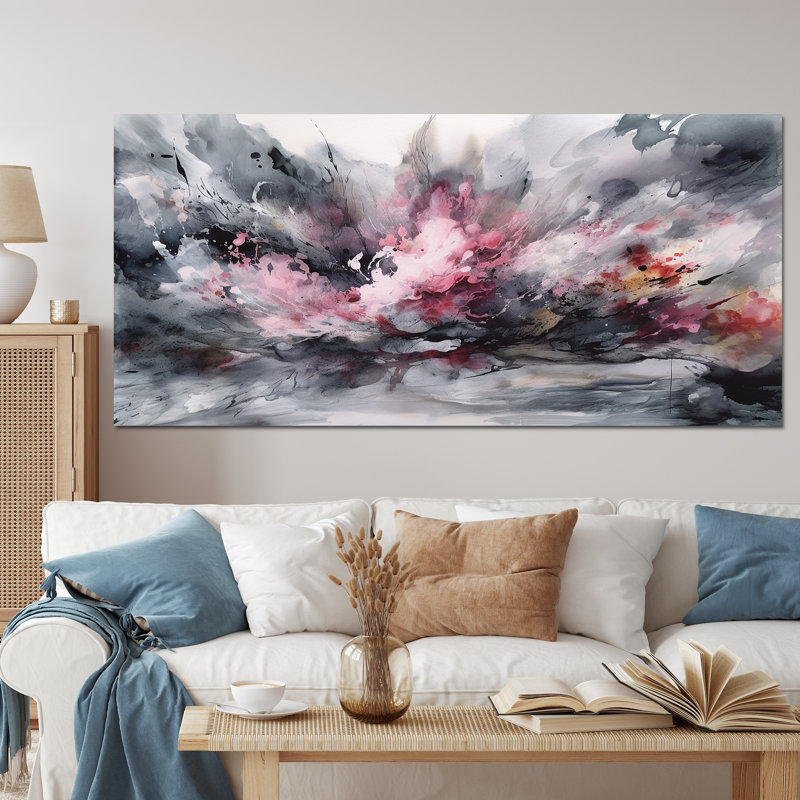 «Evolving In Pink Grey», impression sur toile, Toile tendue, H 28 po x l 60 po x P 1,5 po