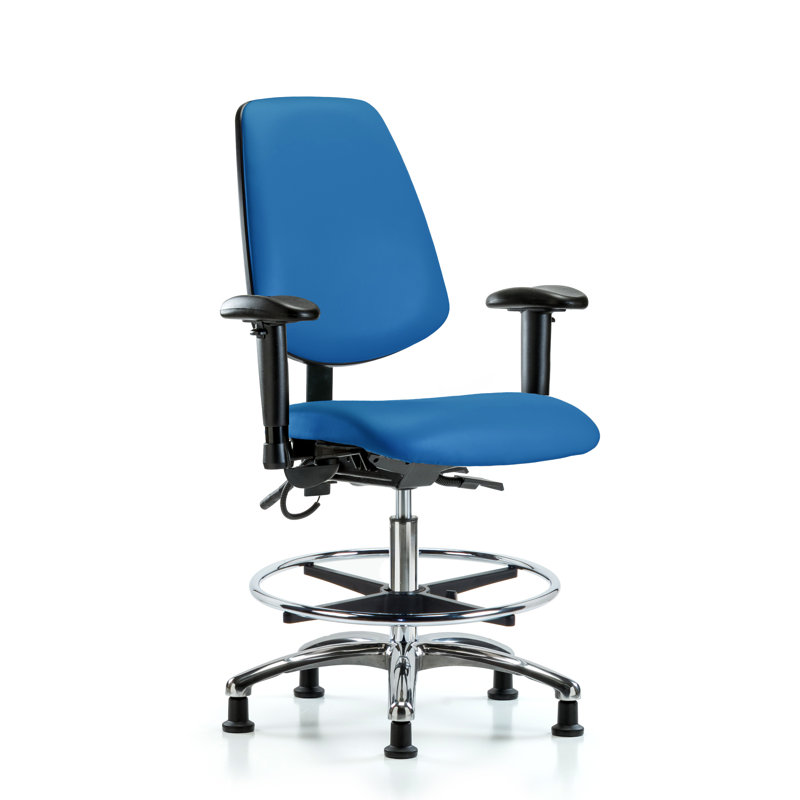 Leonardo Drafting Chair, Blue, Casters, Included