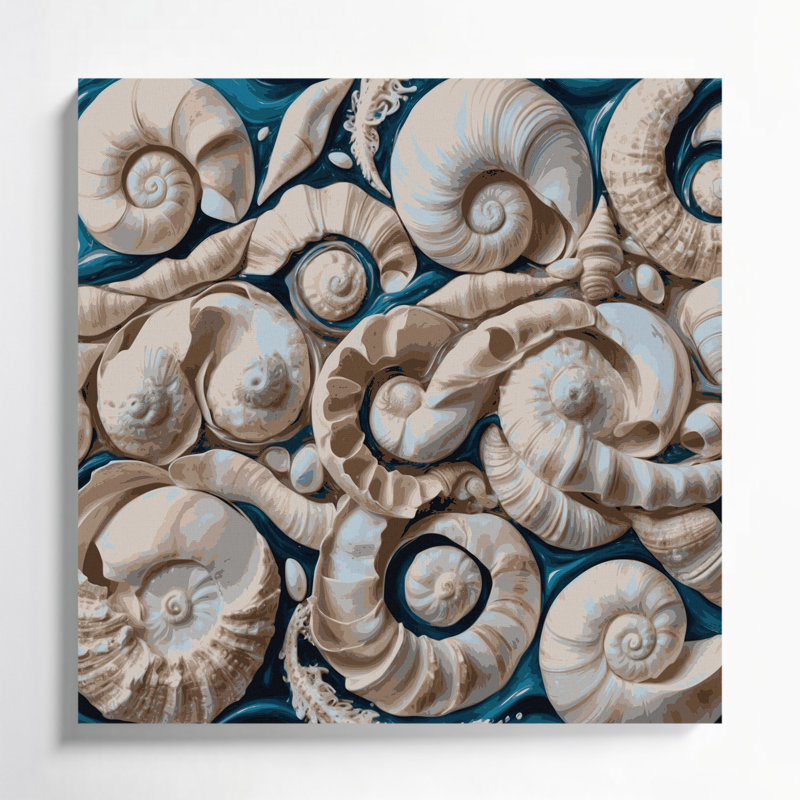 Hawaiian Shell Borders Gray Canvas Wall Art, 32" H x 32" W