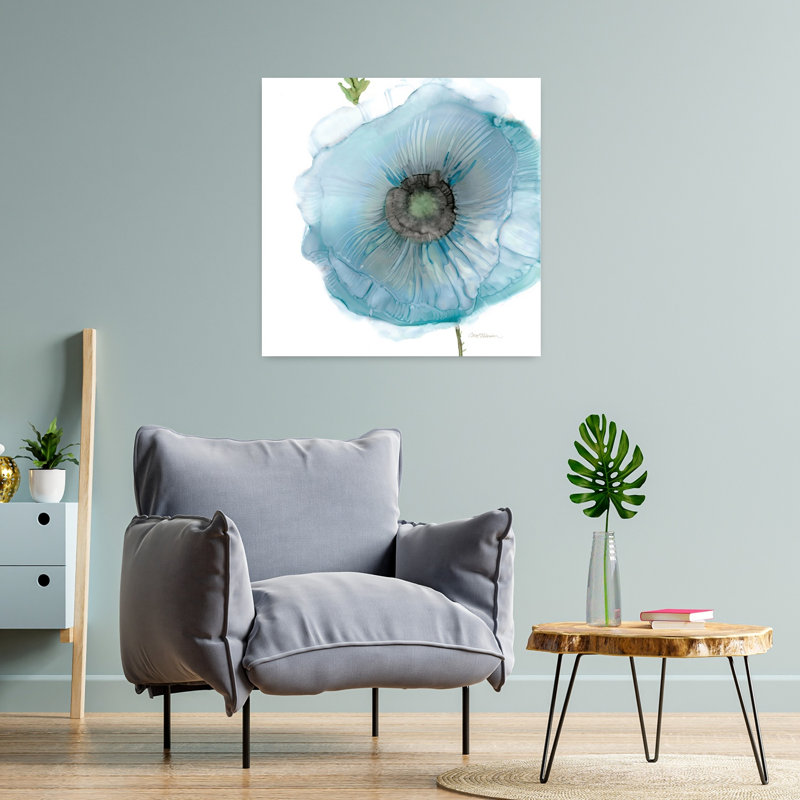 Art mural abstrait irisé bleu coquelicot II, H 24 po x l 24 po