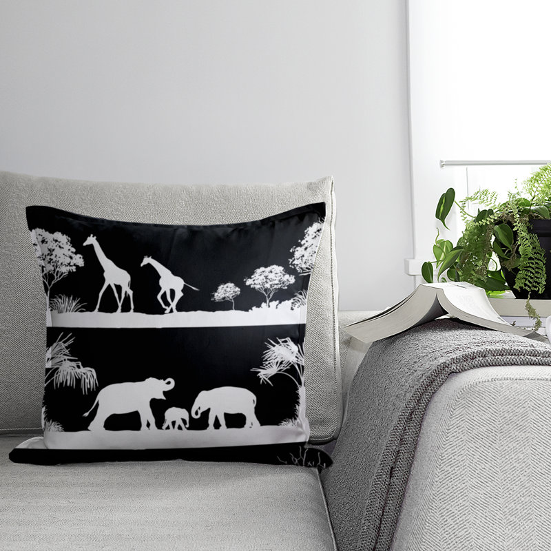  Housse de coussin en coton Safari, 18 po x 18 po, Blanc